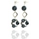 Earrings silver & obsidian